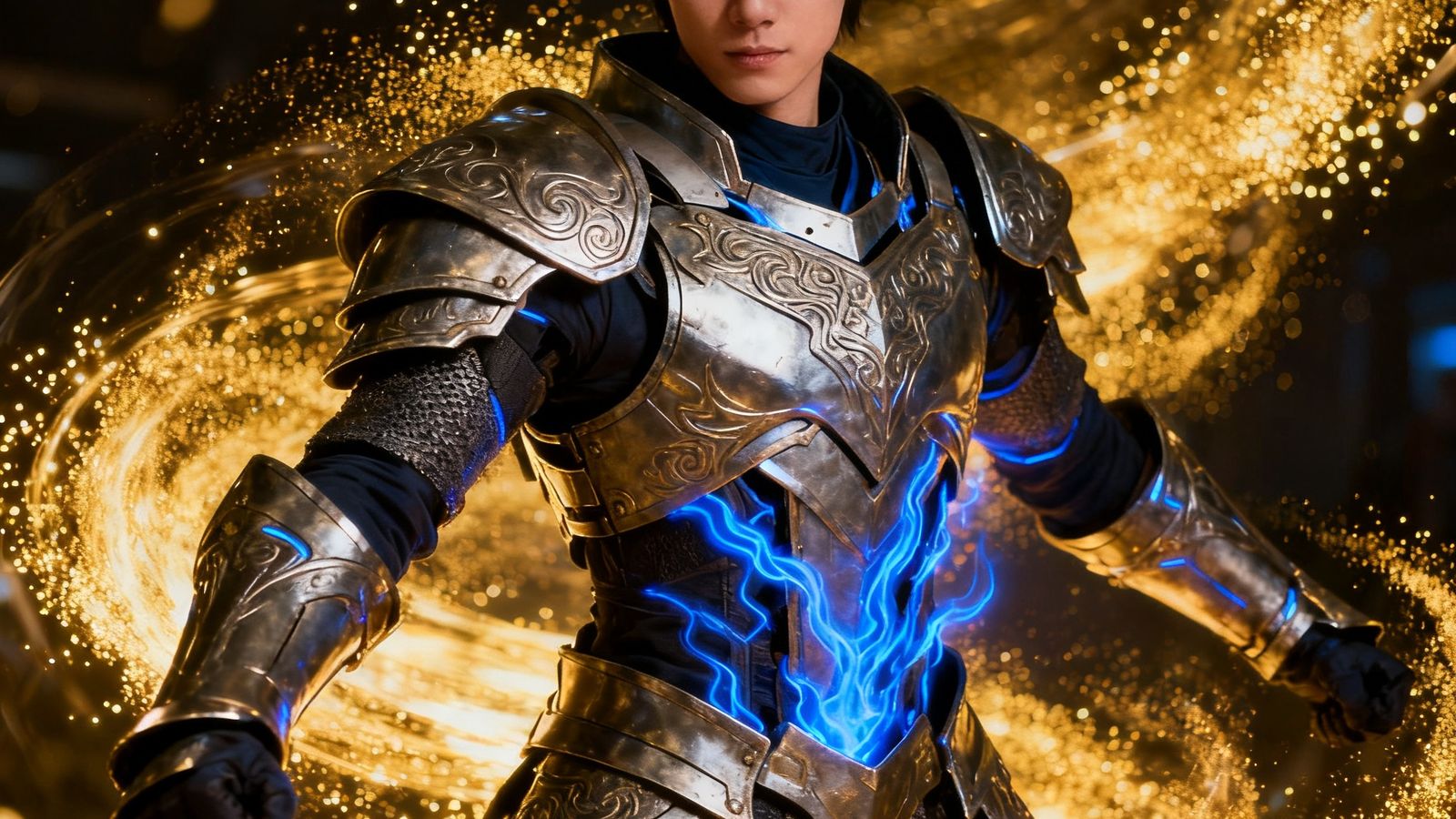 玩家同人Cosplay作品，还原游戏角色，精致铠甲与光影特效